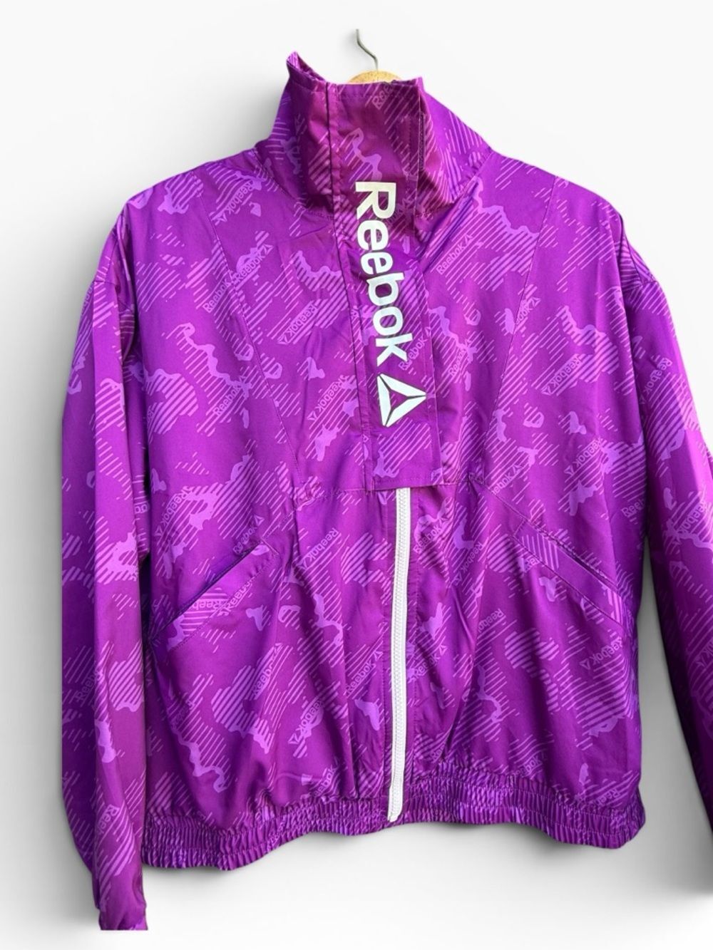 Reebok Mesh Lined Printed Focus Track Jacket Lightweight Spring Running Medium